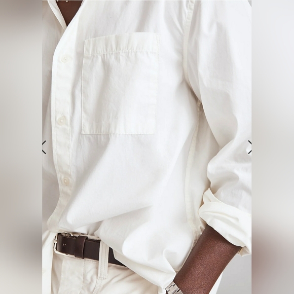 Madewell Men's  Off  White Poplin Easy Long-Sleeve Shirt Relaxed size Large nwt - Picture 3 of 9